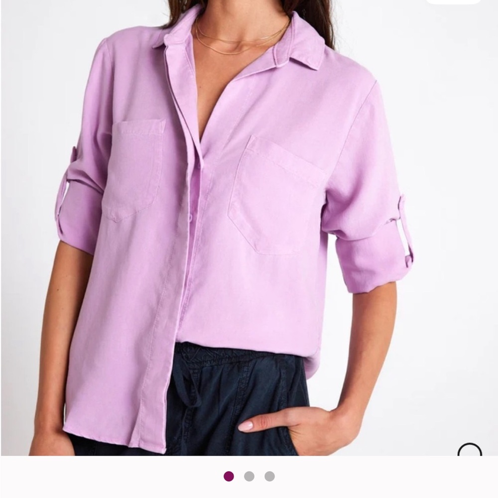 Bella Dahl Light Purple Button-Up Blouse split back